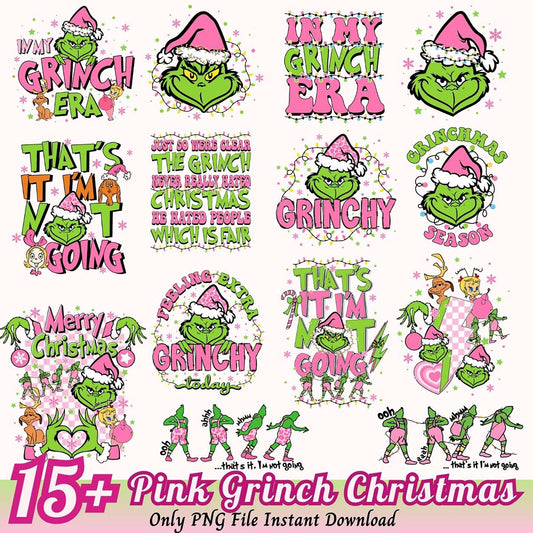 Pink Grinch Christmas PNG Bundle