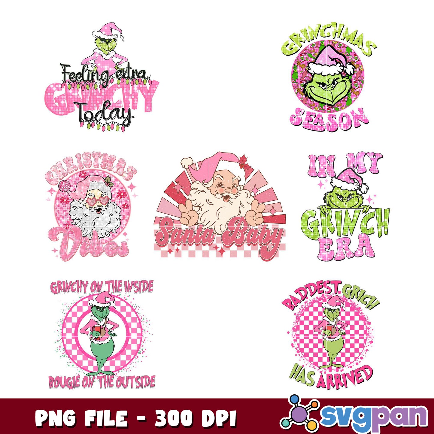 Pink Grinch Christmas SVG Bundle PNG