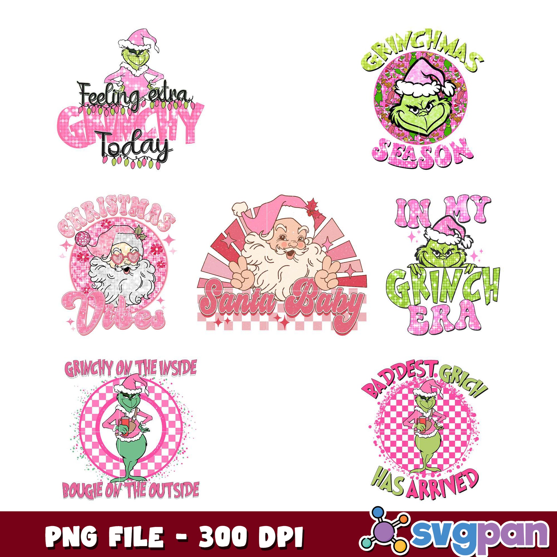 Pink Grinch Christmas SVG Bundle PNG