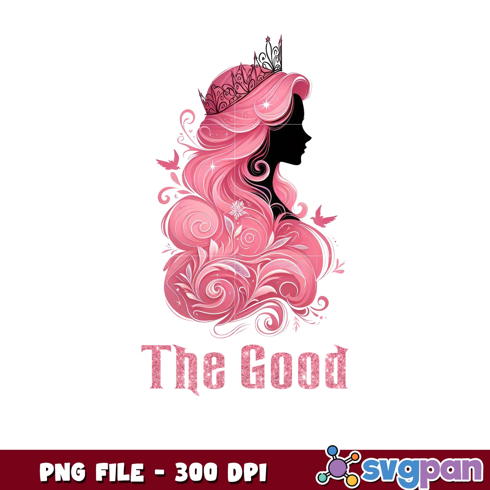 Pink Hair Princess Crown PNG