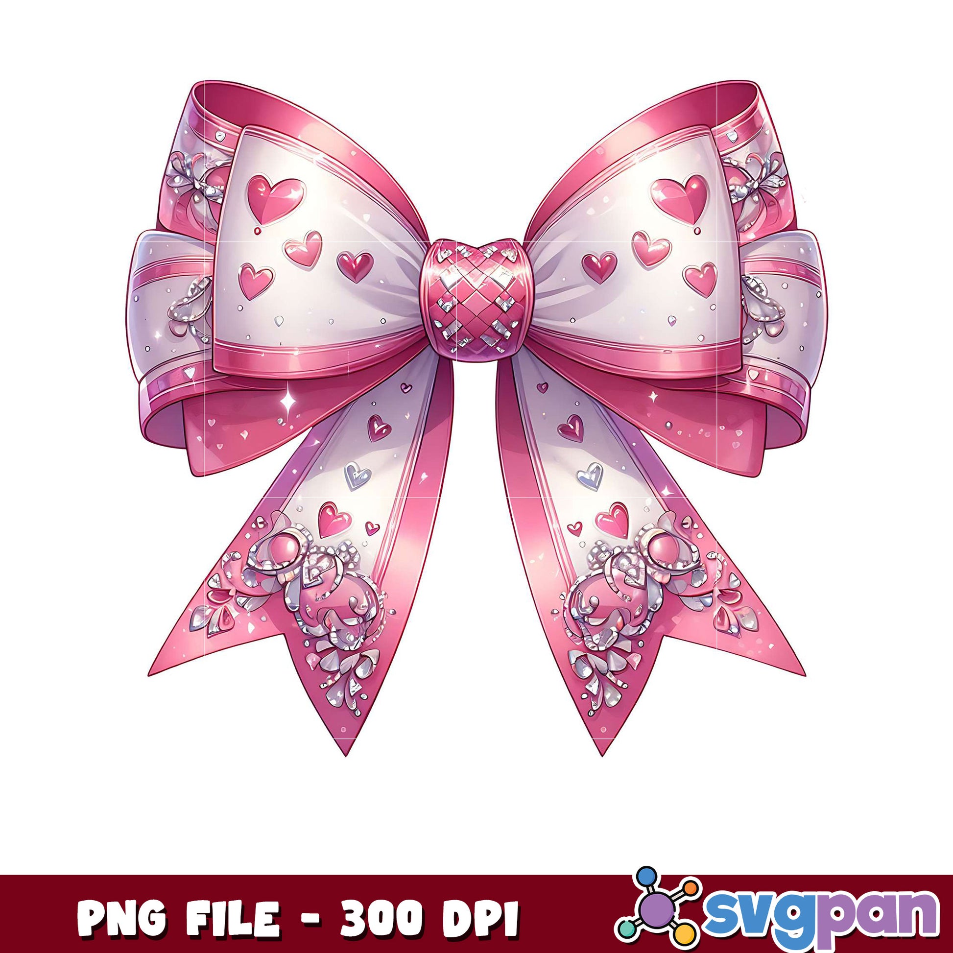 Pink Heart Bow PNG Design, perfect for crafts and gifts