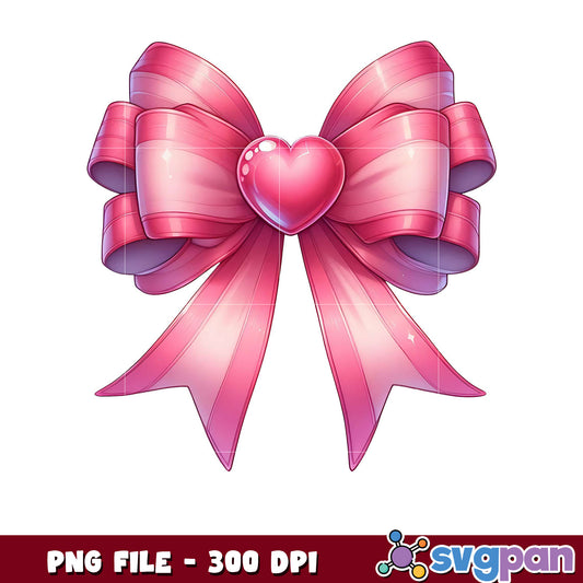 Pink Heart Bow PNG Image, Perfect for Crafts and Designs