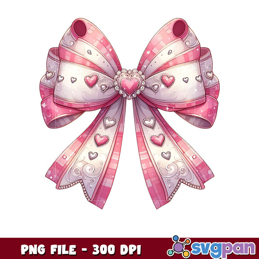 Pink Heart Pattern Bow PNG Clipart for Crafts, High Quality Design