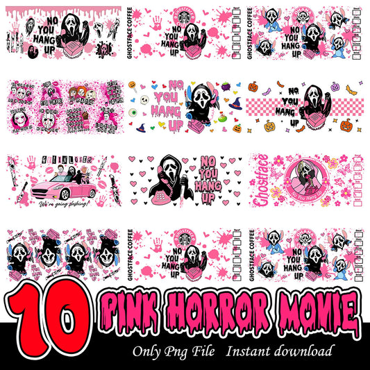 Pink Horror Movie Bundle 10 PNG Designs for Instant Download