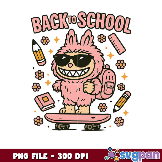 Pink Labubu back to school png