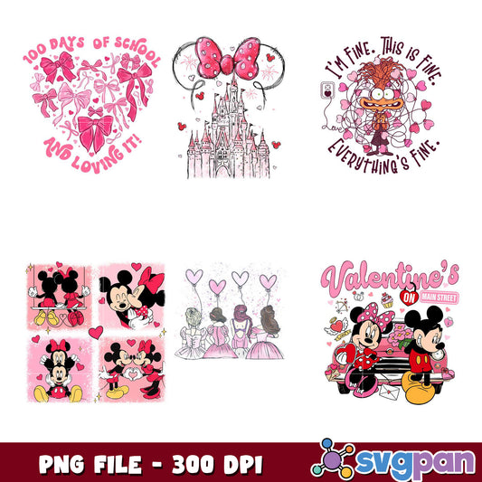 Pink Minnie Mouse Valentine's Day PNG Bundle