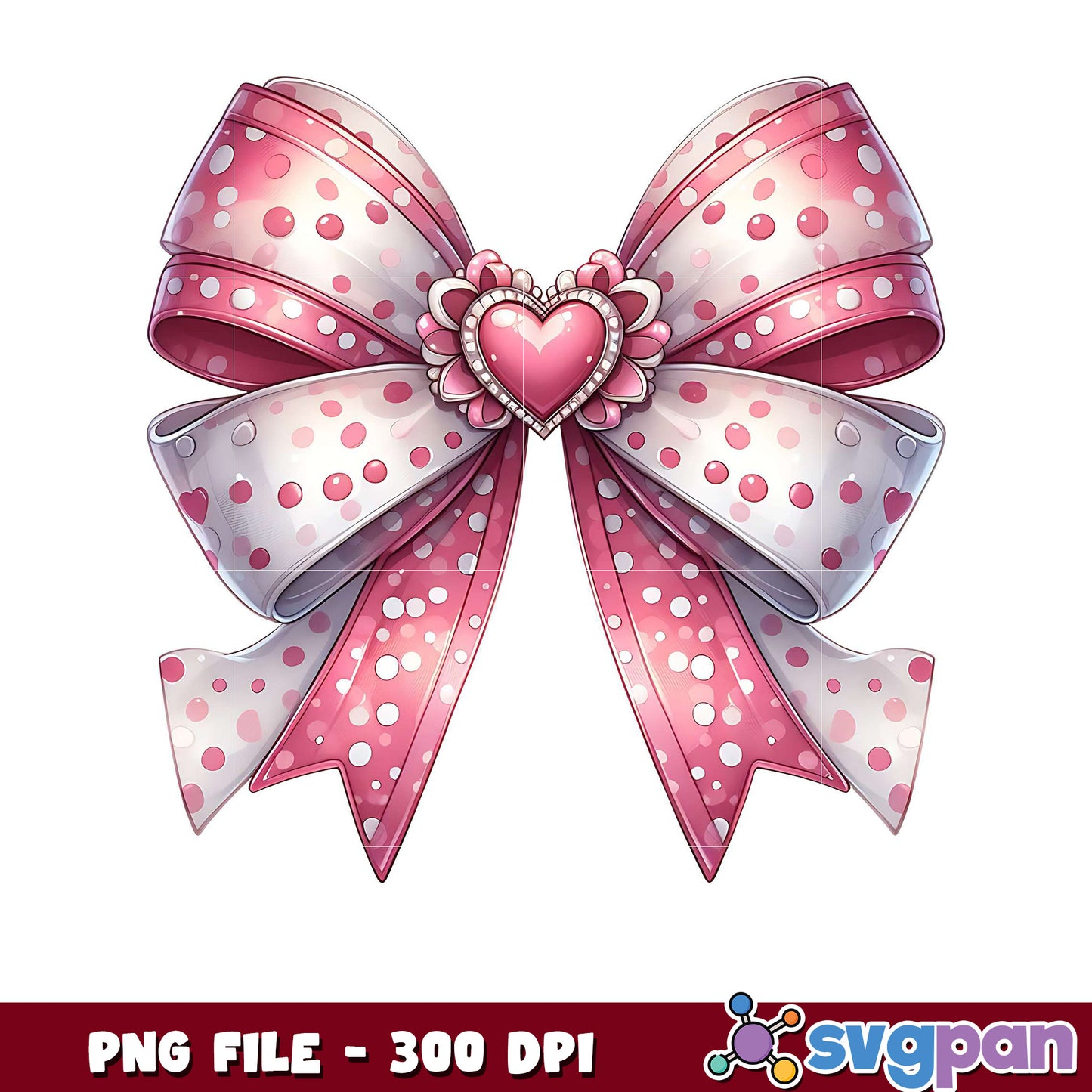 Pink Polka Dot Bow Design, Ideal for Crafts and Gifts