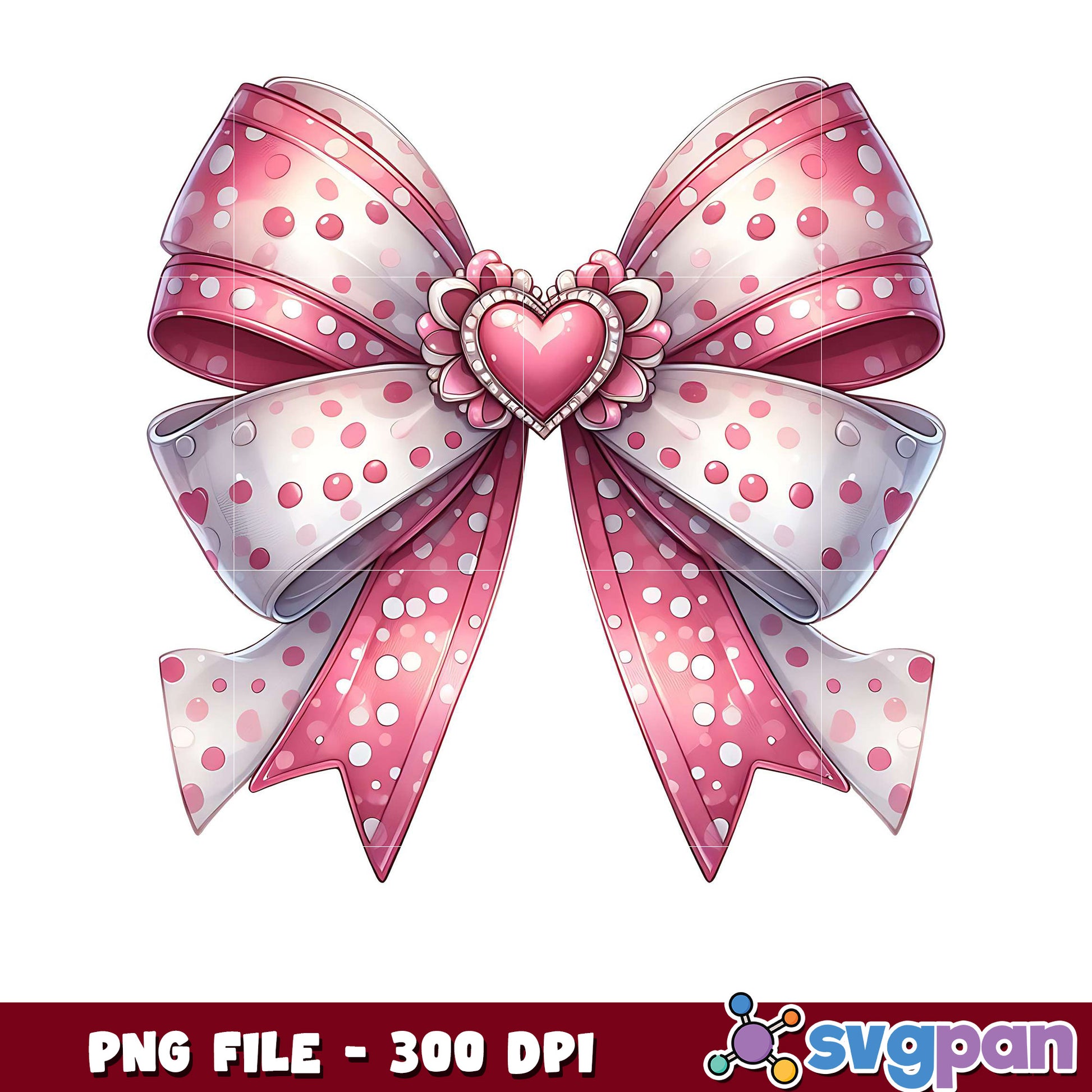 Pink Polka Dot Bow Design, Ideal for Crafts and Gifts
