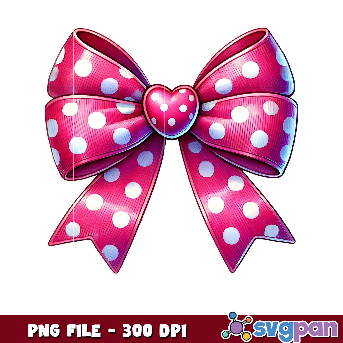 Pink Polka Dot Bow PNG File, High Quality 300 DPI Design