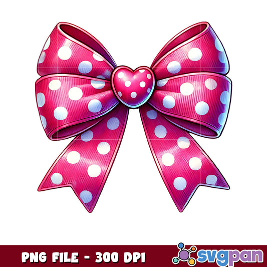 Pink Polka Dot Bow PNG File, High Quality 300 DPI Design
