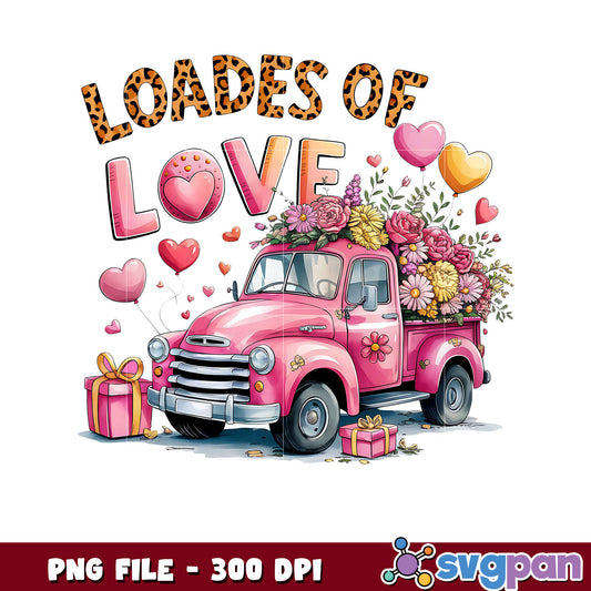 Pink Truck with Flowers Design, Perfect for Love Gifts
