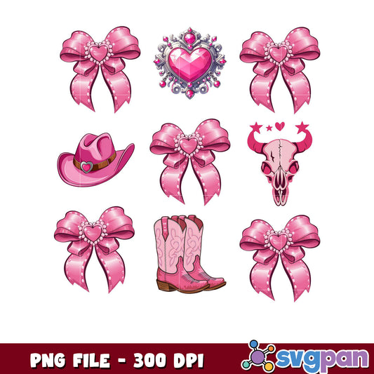 Pink Western Icons Set, Perfect for Crafting Projects