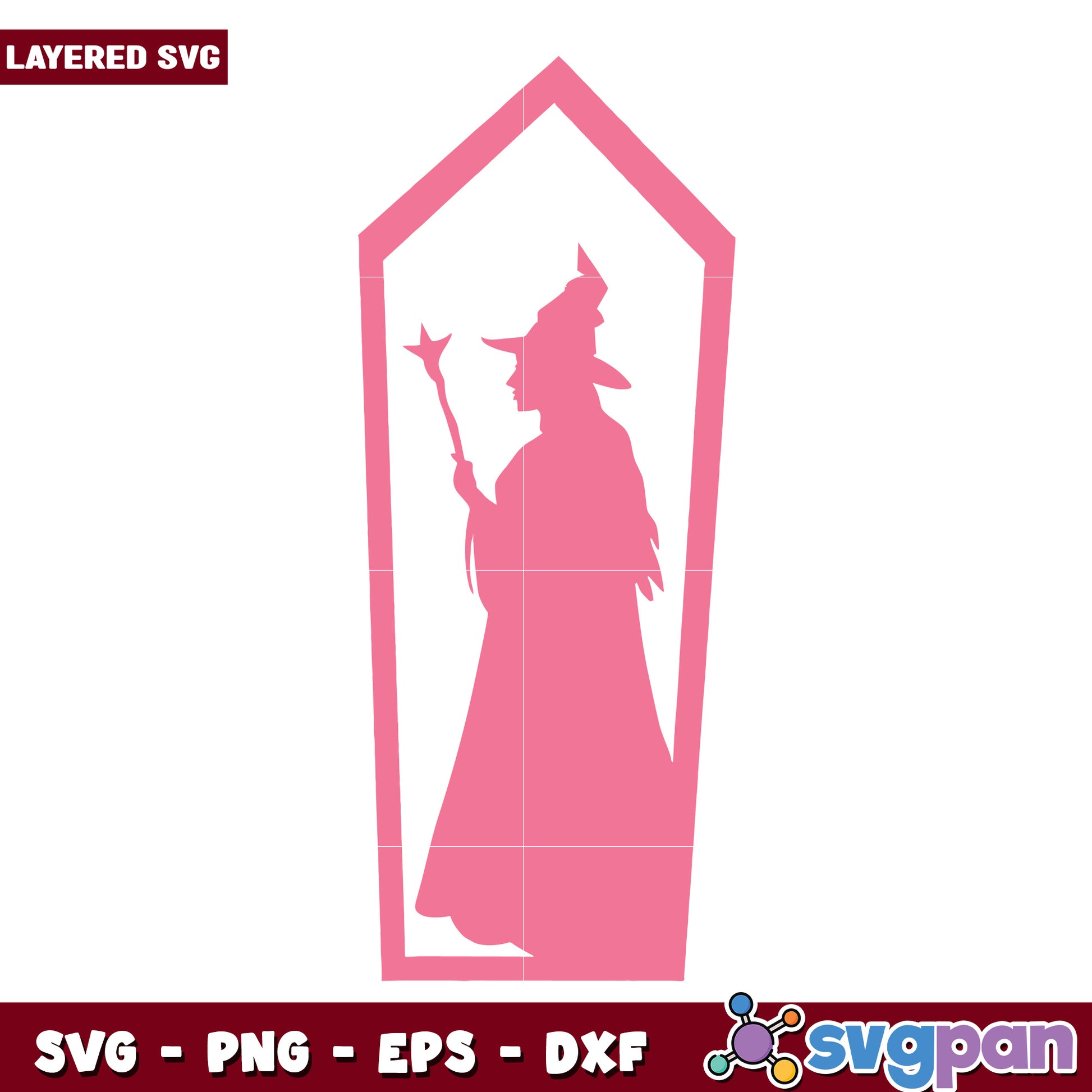 Pink Witch SVG Silhouette Cut File