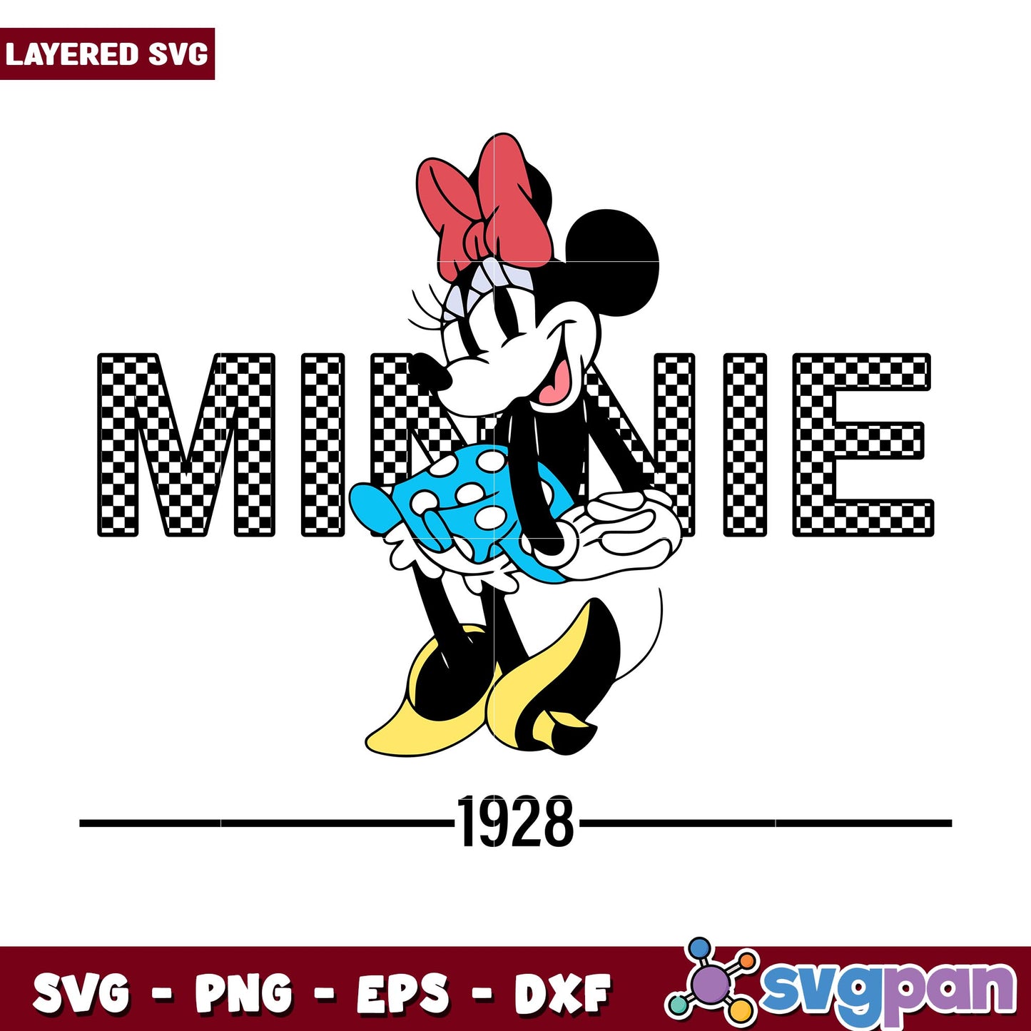 Pink Minnie Mouse minnie 1928 svg, Disney characters svg, Digital Download