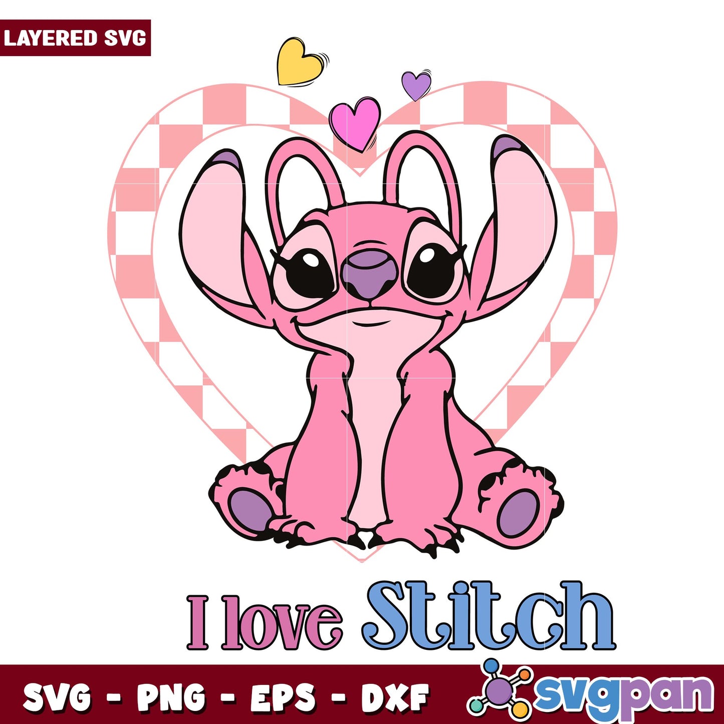 Pink stitch i love stitch svg, Disney characters svg, Digital Download