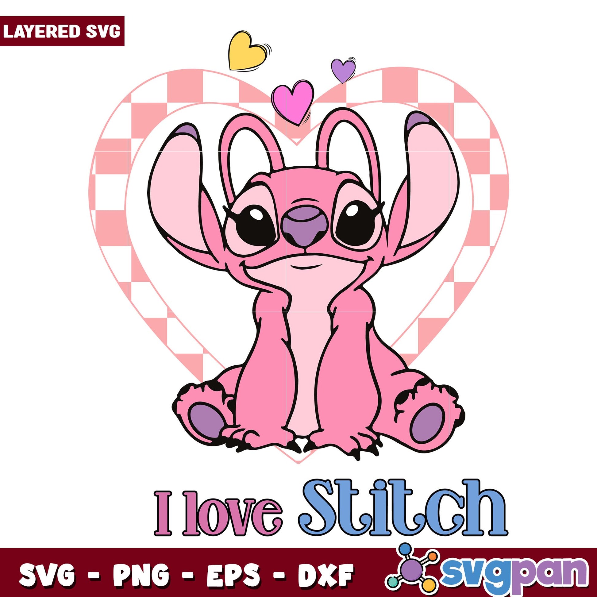 Pink stitch i love stitch svg, Disney characters svg, Digital Download