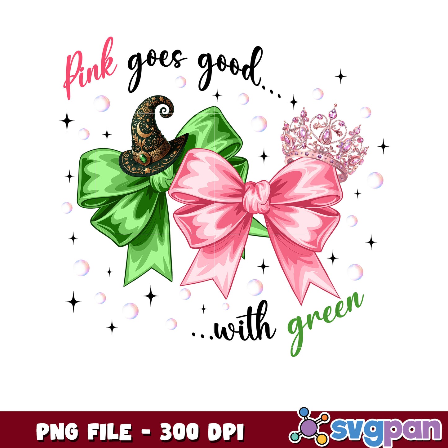 Pink and Green Bow PNG Design