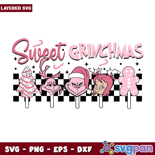 Pink and sweet grinchmas svg, funny quotes svg, grinch friends svg