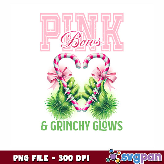 Pink bows png, christmas grinch png, grinch glows png