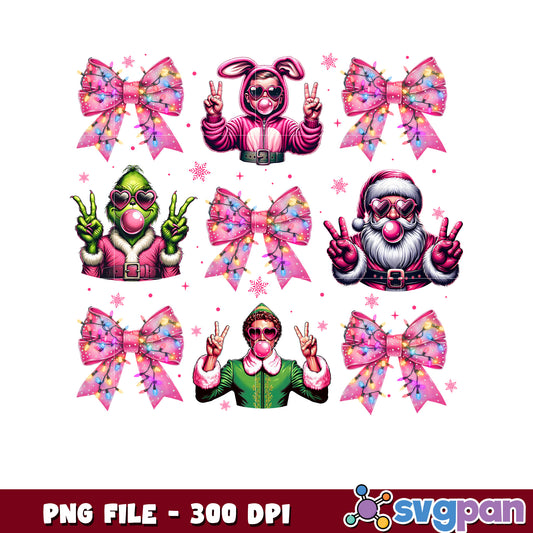 Pink bowtie christmas characters png, christmas movies​ png, christmas vacation​ png