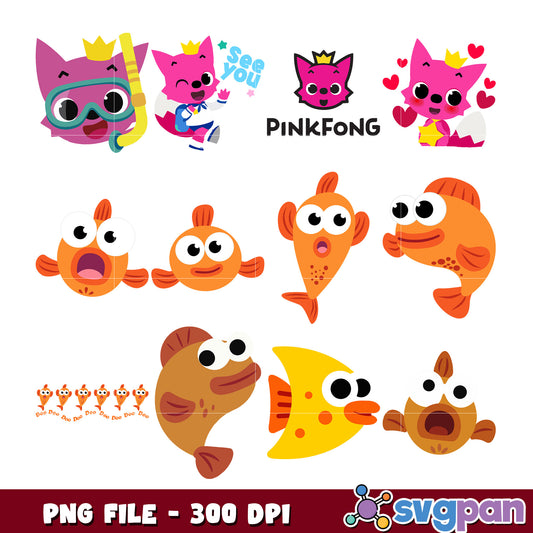 Pinkfong Fun Fish and Cat Character Bundle PNG