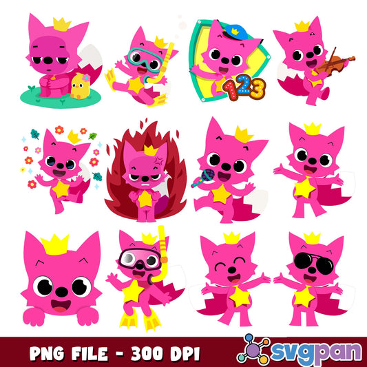 Pinkfong baby shark design png bundle