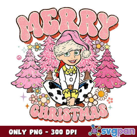 Pink girl merry chrismas png