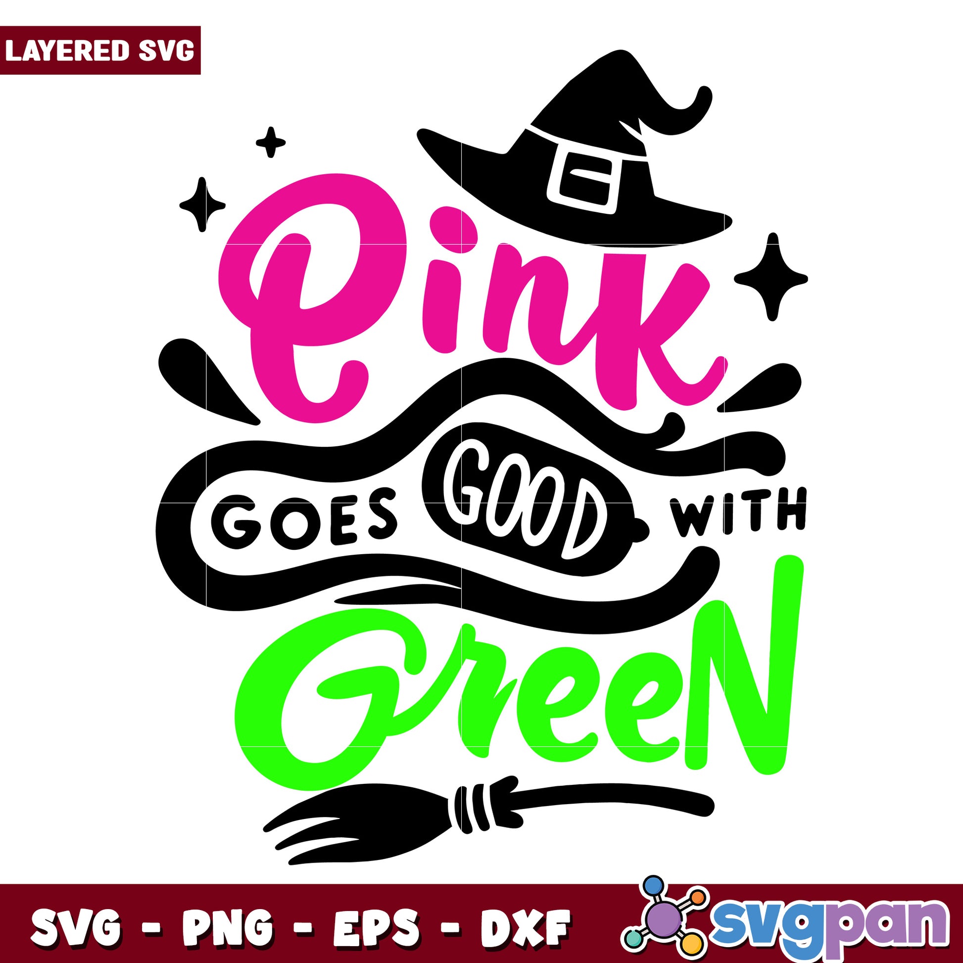 Pink goes good with green design svg, wicked movie svg, elphaba silhouette svg