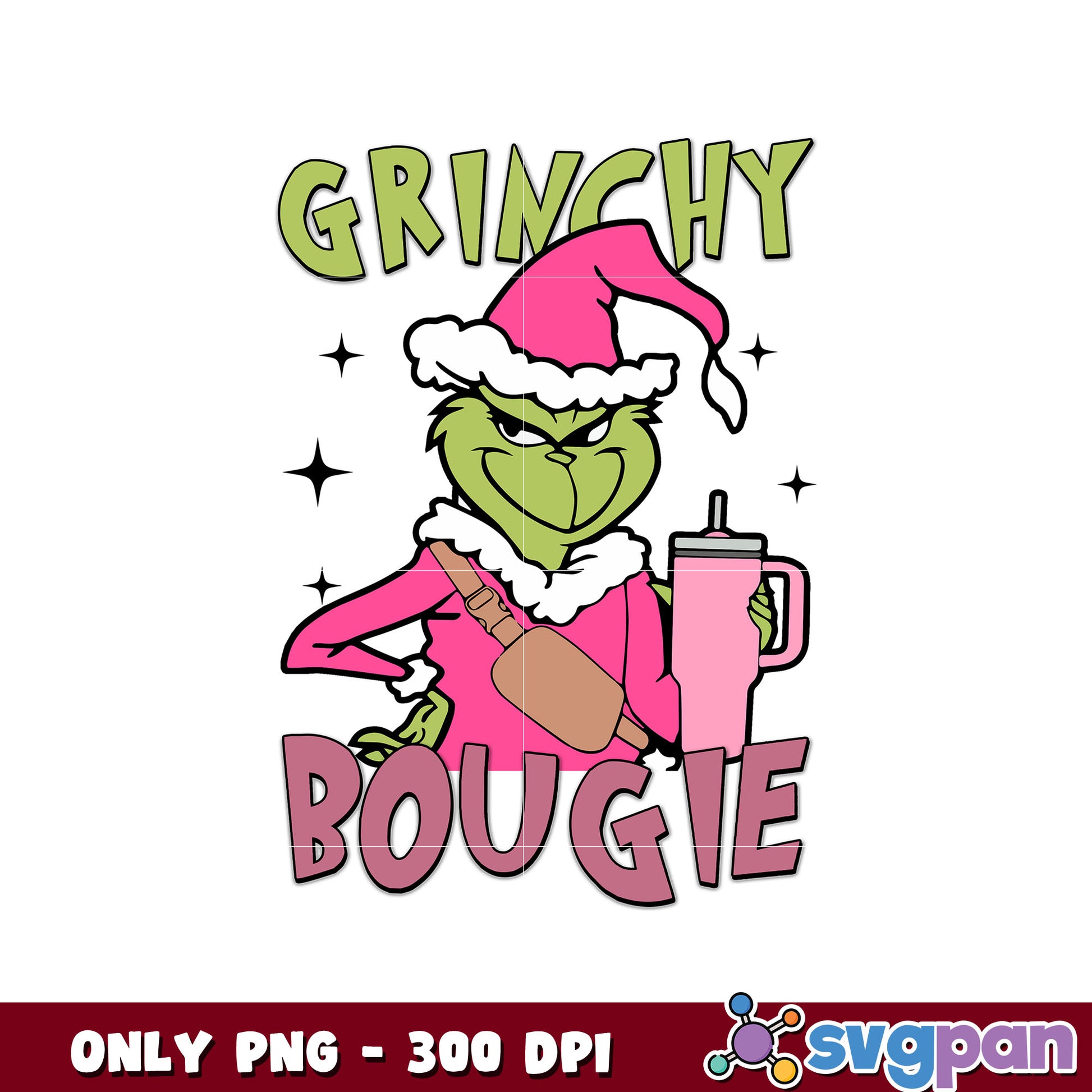 Pink grinchy bougie christmas png