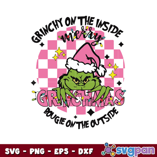 Pink grinchy on the inside quote svg