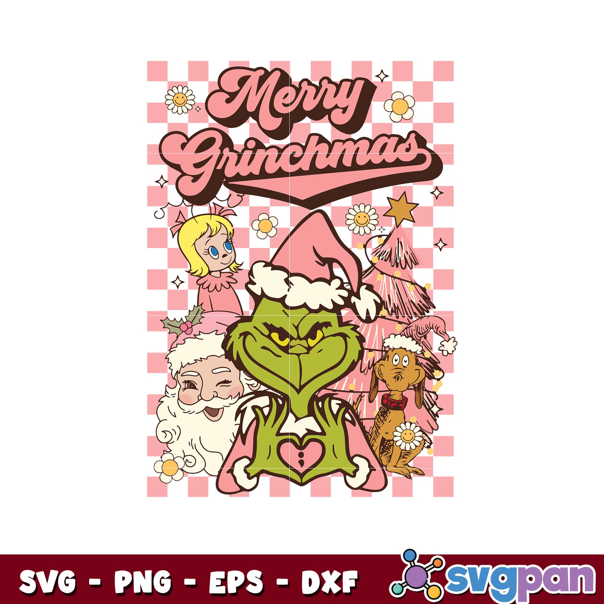 Pink merry grinchmas characters svg