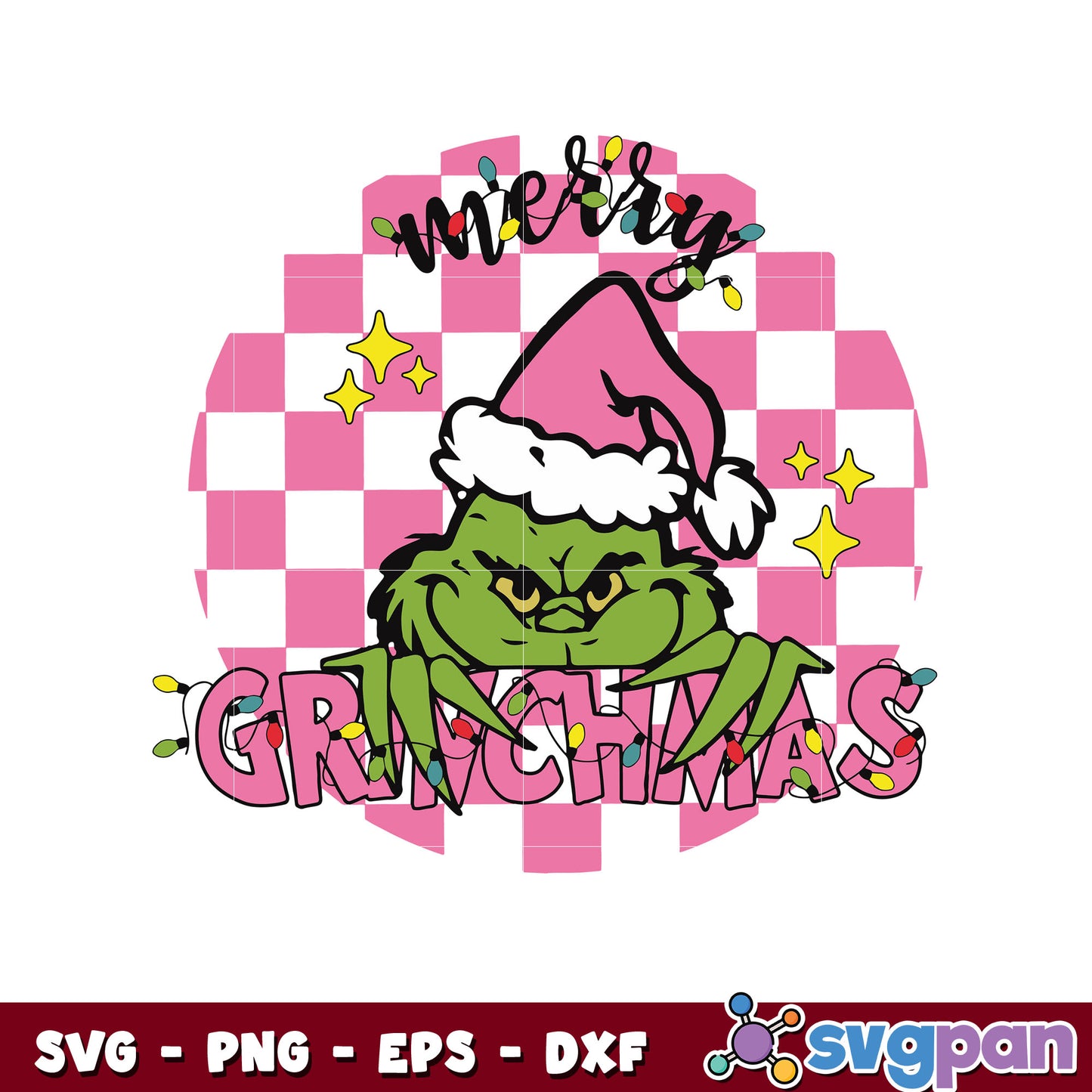 Pink merry grinchmas santa svg