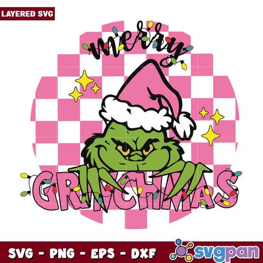 Pink merry grinchmas svg, grinch movie svg, grinch character svg