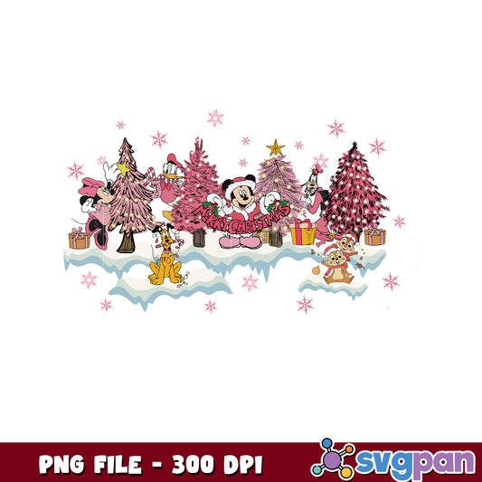 Pink pine tree png, chistmas clipart png, cartoon png