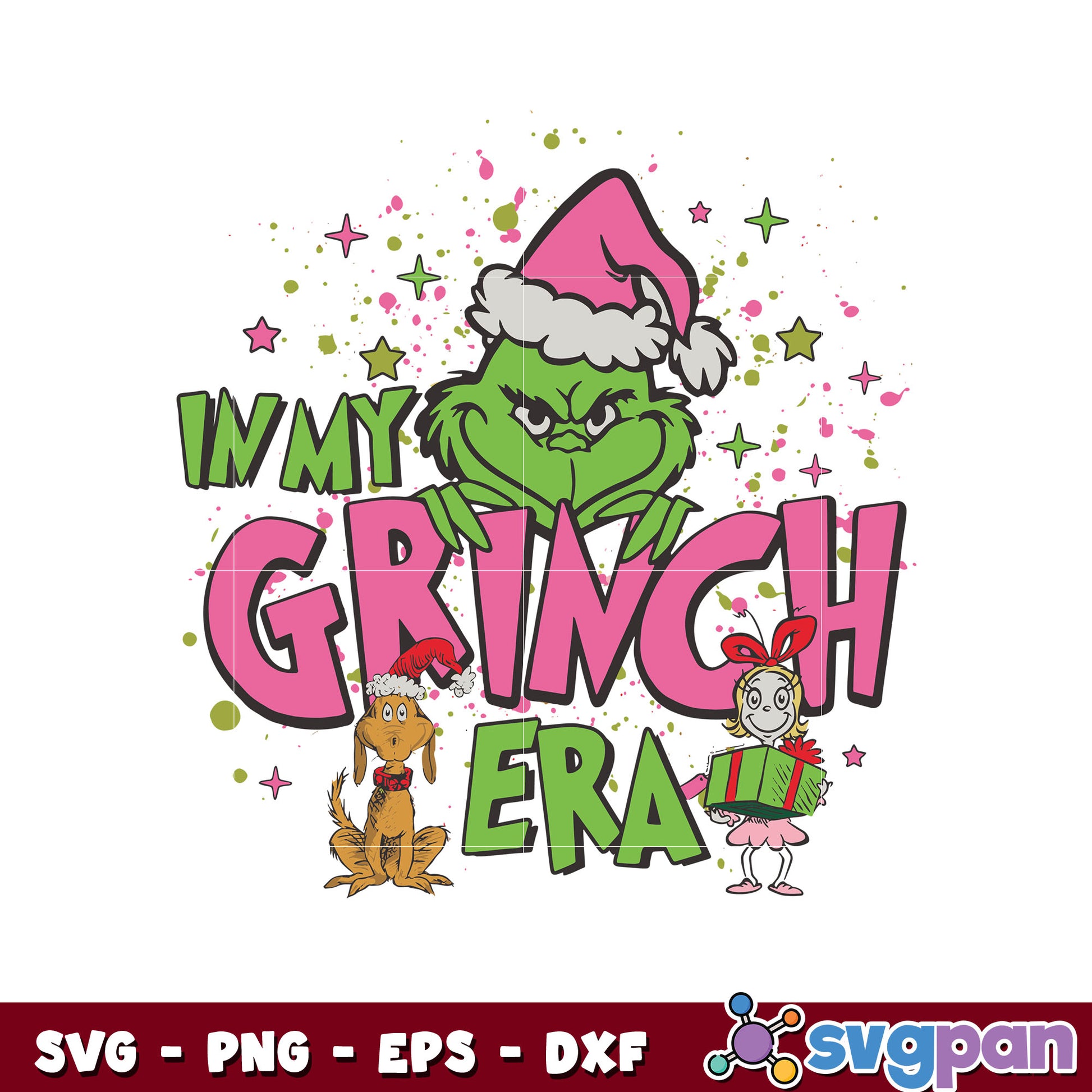 Pink santa hat in My grinch era svg