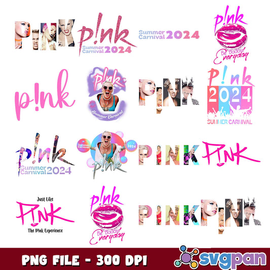 Summer carnival pink png bundle