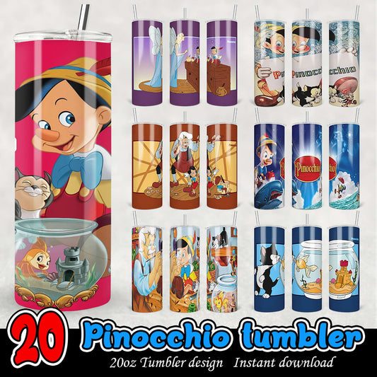 Pinocchio Tumbler Designs Bundle PNG