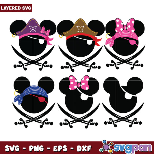 Pirate Mickey Mouse Bundle SVG Clipart Set