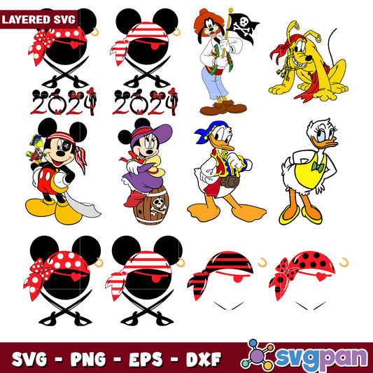 Pirate Mickey Mouse SVG Bundle for DIY Projects
