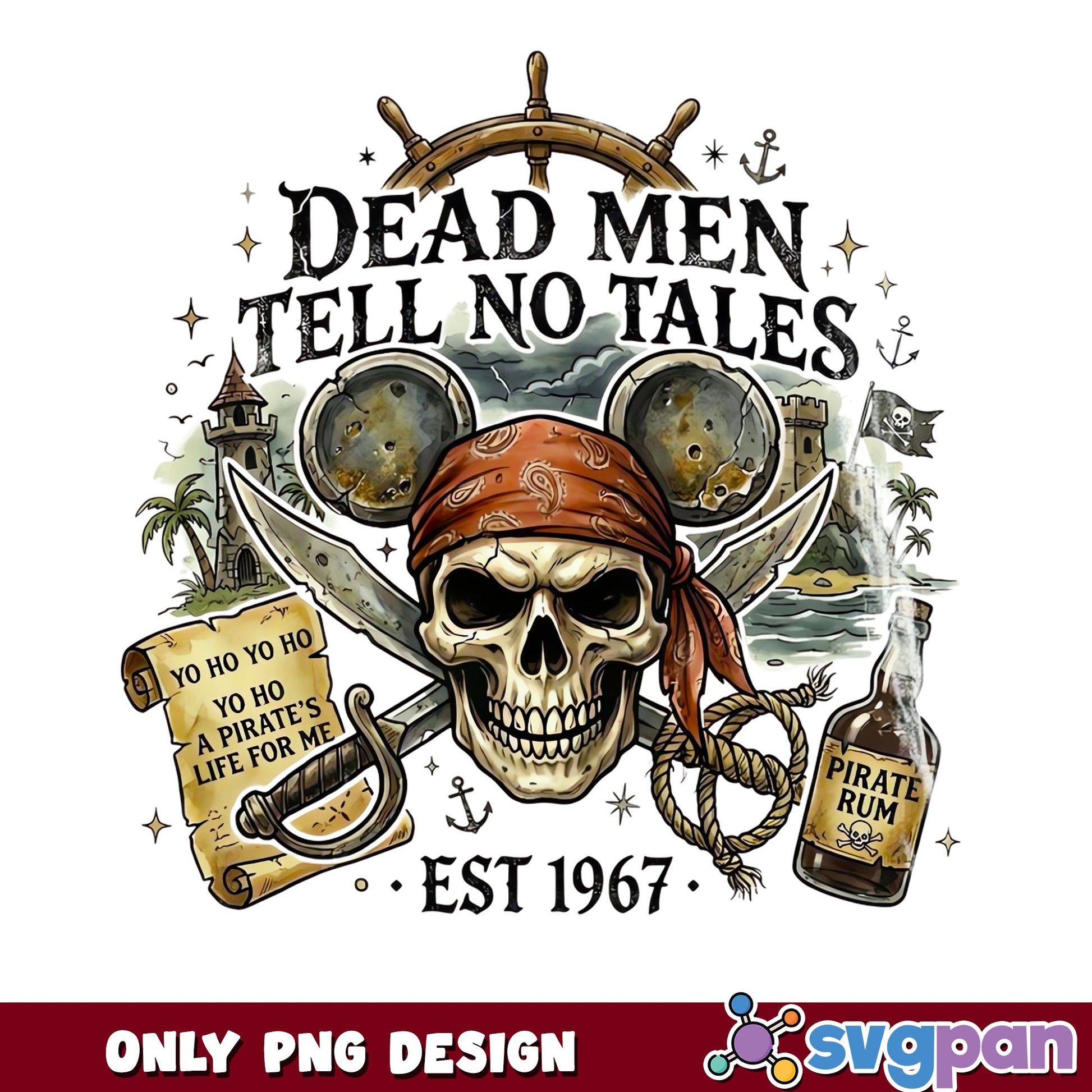 Pirates Of The Caribbean Dead Men Tell No Tales PNG, Mickey Skull, PNG