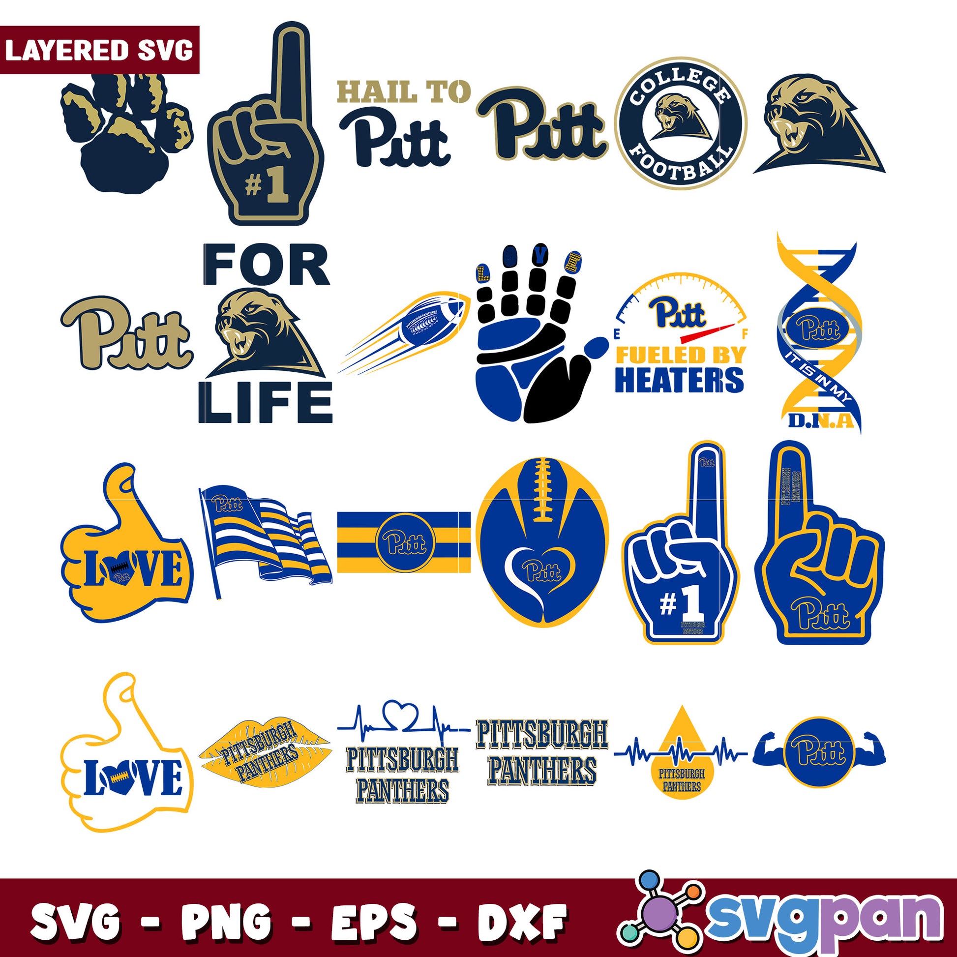 Pitt Panthers SVG Bundle Layered Designs