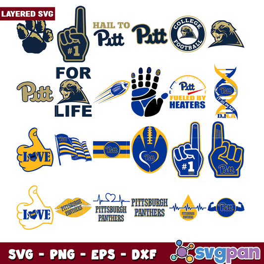 Pitt Panthers SVG Bundle Layered Designs