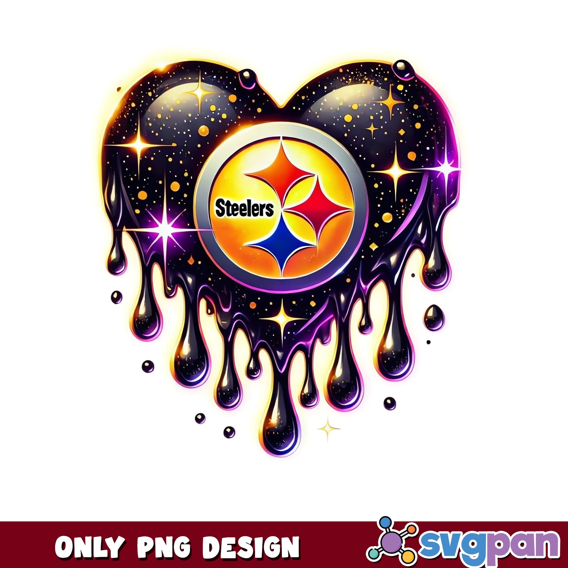 Pittsburgh Steelers Dripping Heart PNG, NFL Football PNG, Steelers PNG