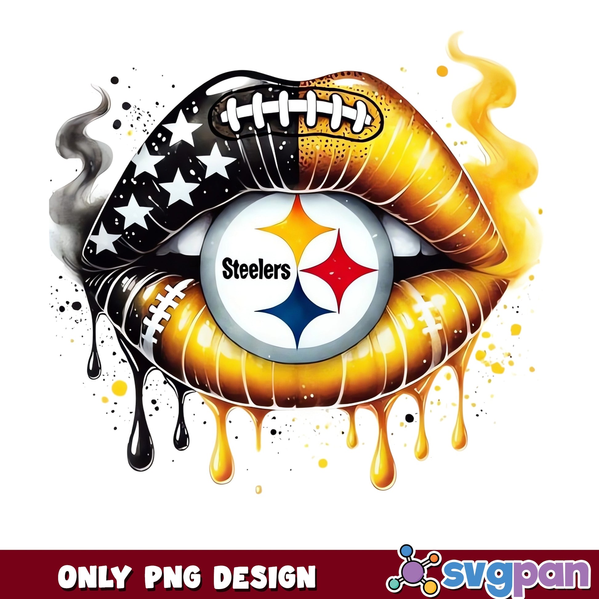 Pittsburgh Steelers Dripping Lips PNG, NFL Football PNG, Steelers PNG