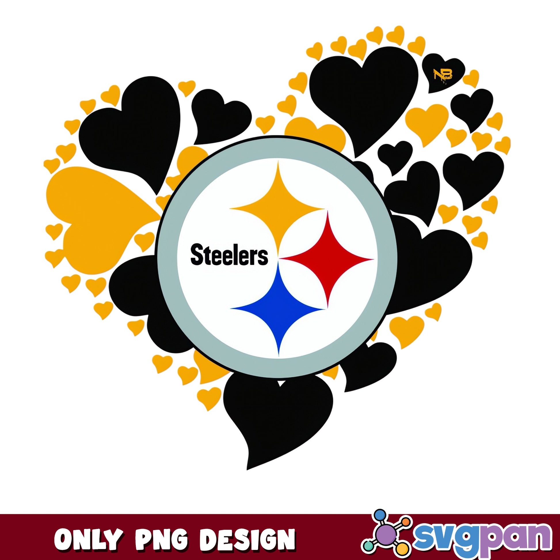 Pittsburgh Steelers Heart PNG, Steelers Love PNG, NFL PNG