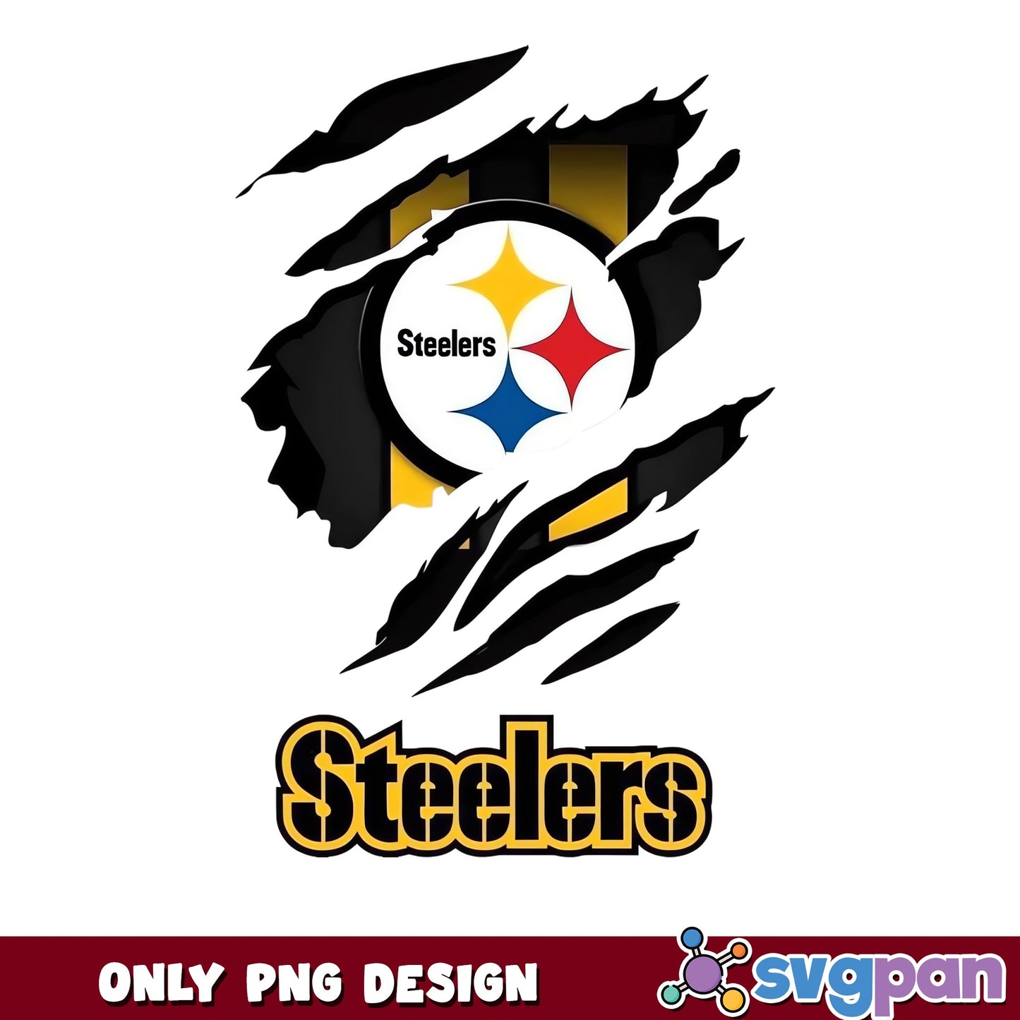 Pittsburgh Steelers Ripped PNG, NFL Football PNG, Steelers PNG