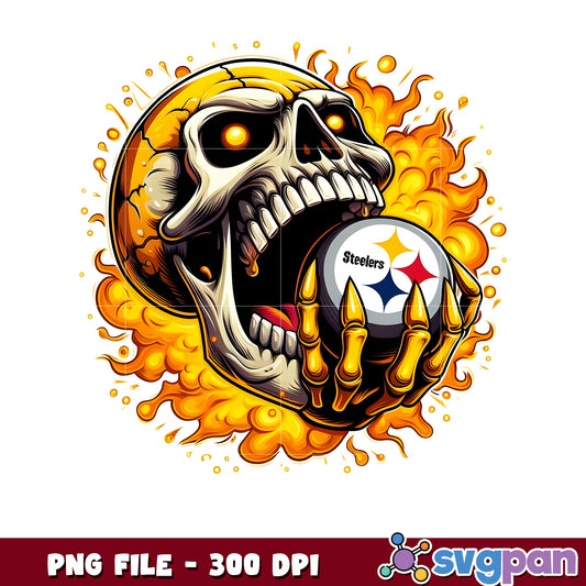 Pittsburgh steelers burning skull png, super bowl 2025 png, american football league png