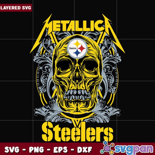 Pittsburgh steelers skull metallica svg, ameircan sports svg, nfl teams logo svg