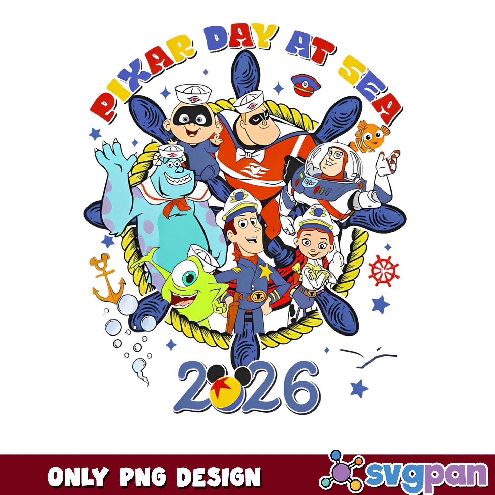 Pixar Day At Sea 2026 PNG, Disney Cruise PNG, Pixar PNG