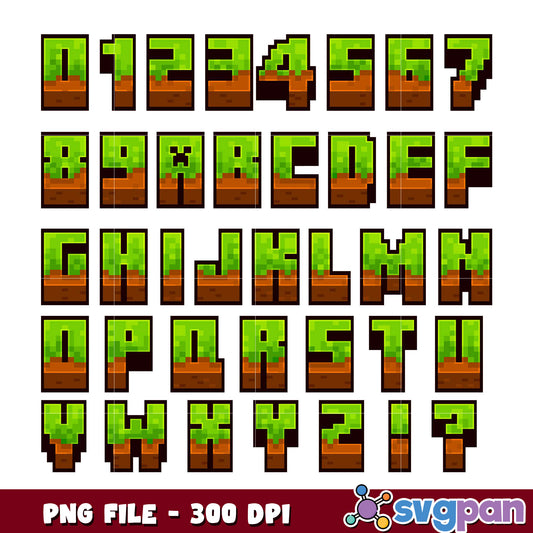 Pixel Art Alphabet & Numbers PNG Bundle